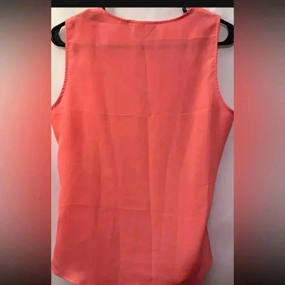 New York & Company Pink Ladies Shear Sleeveless Top EUC Ruffled - Picture 6 of 6